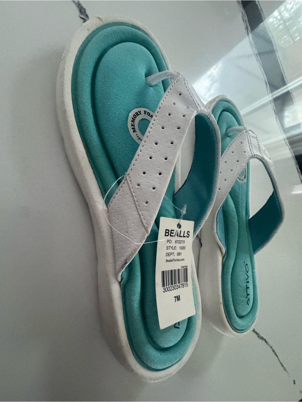 Salt Water Sandals by Hoy White and Teal Women’s Flip Sandals